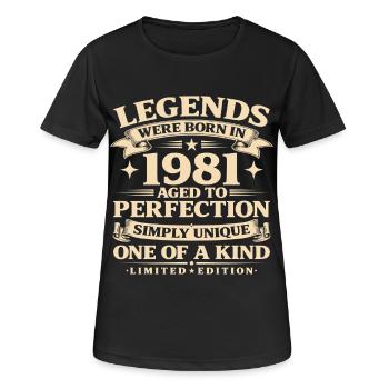 Né en 1981 Simplement unique - T-shirt respirant Femme - noir - Devant - AI Model Female 172 light (172cm)