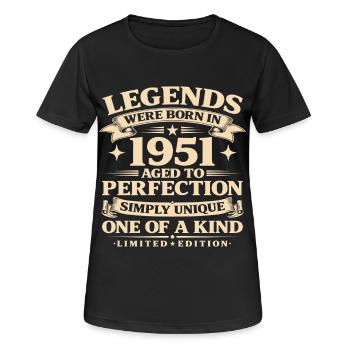 Né en 1951 Simplement unique - T-shirt respirant Femme - noir - Devant - AI Model Female 172 light (172cm)