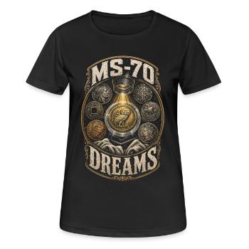 Collectionneur de pièces Numismatique Collection MS-70 Rêves - T-shirt respirant Femme - noir - Devant - AI Model Female 172 light (172cm)