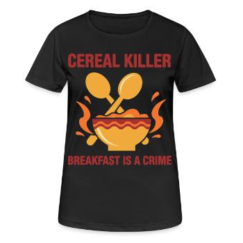 Petit-déjeuner céréales drôles Tueur Le petit-déjeuner est un crime - T-shirt respirant Femme - noir - Devant - AI Model Female 172 light (172cm)