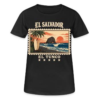El Salvador El Tunco Vintage Reisemarke - Frauen T-Shirt atmungsaktiv - Schwarz - Vorne - AI Model Female 172 light (172cm)