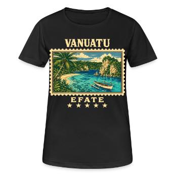 Vanuatu Efate Vintage Reisemarke - Frauen T-Shirt atmungsaktiv - Schwarz - Vorne - AI Model Female 172 light (172cm)