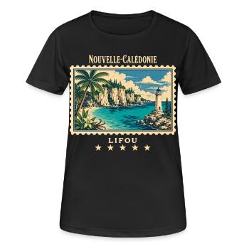 Neukaledonien Lifou Vintage Reisemarke - Frauen T-Shirt atmungsaktiv - Schwarz - Vorne - AI Model Female 172 light (172cm)