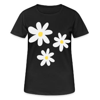 Weiße Blüten in zeitloser Eleganz - Frauen T-Shirt atmungsaktiv - Schwarz - Vorne - AI Model Female 172 light (172cm)