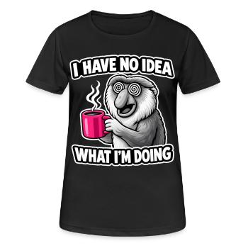 Je n’ai aucune idée de ce que je fais, Affe Spruch - T-shirt respirant Femme - noir - Devant - AI Model Female 172 light (172cm)