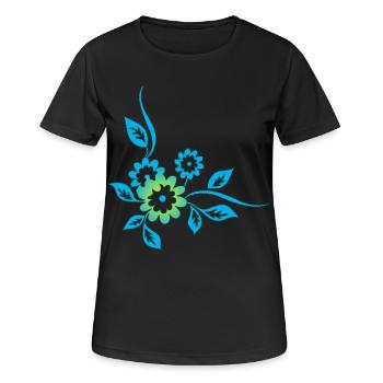 Blue flowers - Women's Breathable T-Shirt - black - Front - AI Model Female 172 light (172cm)