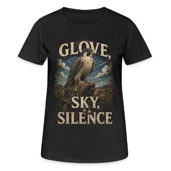 Falknerei Falkner Glove Sky Silence - Frauen T-Shirt atmungsaktiv - Schwarz - Vorne - AI Model Female 172 light (172cm)