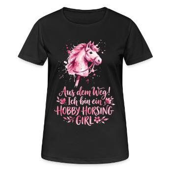 Hobby Horsing Girl Pferd Rosa - Frauen T-Shirt atmungsaktiv - Schwarz - Vorne - AI Model Female 172 light (172cm)