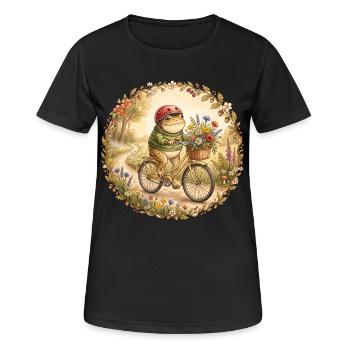 Frog Bicycle Cottagecore Nature - Women's Breathable T-Shirt - black - Front - AI Model Female 172 light (172cm)