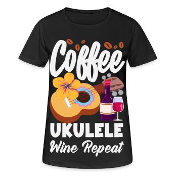 Designs et expressions amusantes de ukulélé - T-shirt respirant Femme - noir - Devant - AI Model Female 172 light (172cm)