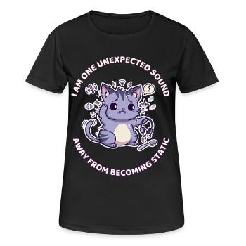 One Unexpected Sound Away From Becoming Static - Women's Breathable T-Shirt - black - Front - AI Model Female 172 light (172cm)