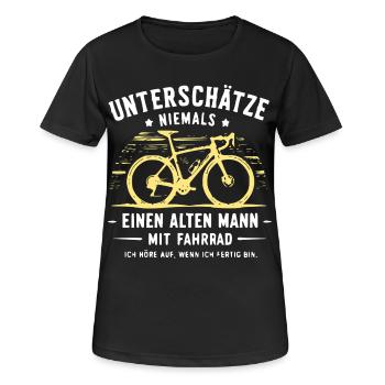 Unterschätze Niemals Alten Mann Fahrrad - Frauen T-Shirt atmungsaktiv - Schwarz - Vorne - AI Model Female 172 light (172cm)