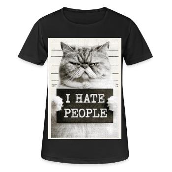 GrimmigerKater JE DÉTESTE LES GENS - T-shirt respirant Femme - noir - Devant - AI Model Female 172 light (172cm)
