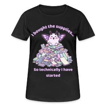 J’ai acheté les fournitures, donc techniquement j’ai commencé - T-shirt respirant Femme - noir - Devant - AI Model Female 172 light (172cm)