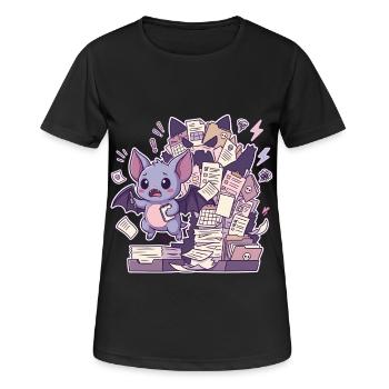 Une chauve-souris mignonne et une montagne de paperasse - T-shirt respirant Femme - noir - Devant - AI Model Female 172 light (172cm)