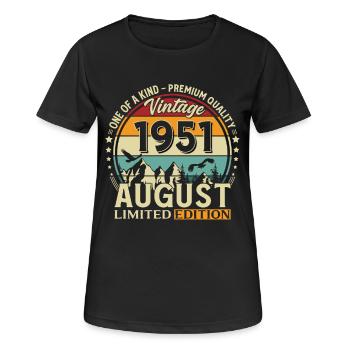 75th Birthday Gift Husband Original 1951 August - Women's Breathable T-Shirt - black - Front - AI Model Female 172 light (172cm)