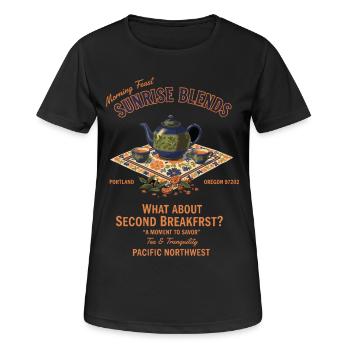 Petit-déjeuner, brunch, café, deuxième pause, lever du soleil - T-shirt respirant Femme - noir - Devant - AI Model Female 172 light (172cm)
