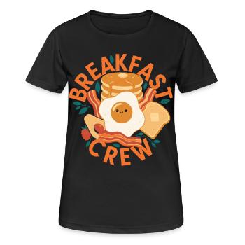 Breakfast Crew : Brunch drôle Café Pancake Bacon - T-shirt respirant Femme - noir - Devant - AI Model Female 172 light (172cm)