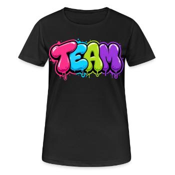 Team - Frauen T-Shirt atmungsaktiv - Schwarz - Vorne - AI Model Female 172 light (172cm)