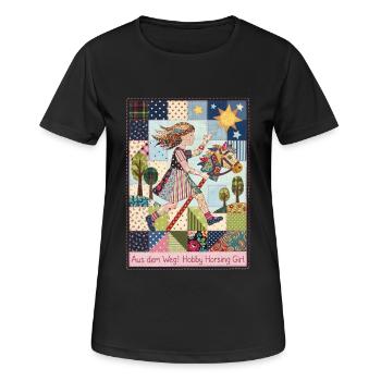 Hobby Horsing Mädchen Pferd Patchwork - Frauen T-Shirt atmungsaktiv - Schwarz - Vorne - AI Model Female 172 light (172cm)