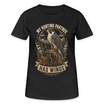 Falknerei Falkner My Hunting Partner Has Wings - Frauen T-Shirt atmungsaktiv - Schwarz - Vorne - AI Model Female 172 light (172cm)