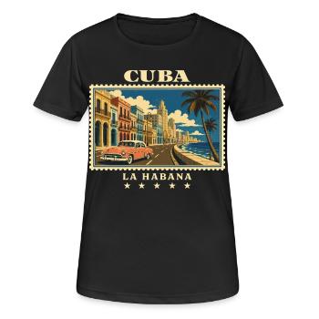 Kuba La Habana Vintage Reisemarke - Frauen T-Shirt atmungsaktiv - Schwarz - Vorne - AI Model Female 172 light (172cm)