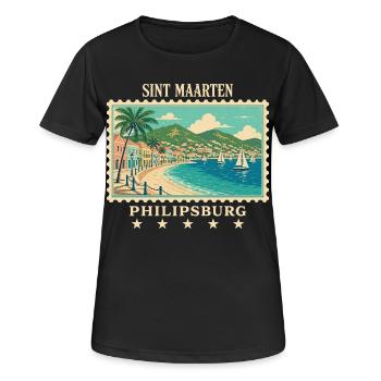 Marque de voyage vintage Sint Maarten Philipsburg - T-shirt respirant Femme - noir - Devant - AI Model Female 172 light (172cm)