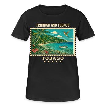 Marque de voyage vintage de Trinité-et-Tobago - T-shirt respirant Femme - noir - Devant - AI Model Female 172 light (172cm)