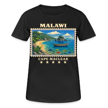 Marque de voyage vintage Malawi Cape Maclear - T-shirt respirant Femme - noir - Devant - AI Model Female 172 light (172cm)