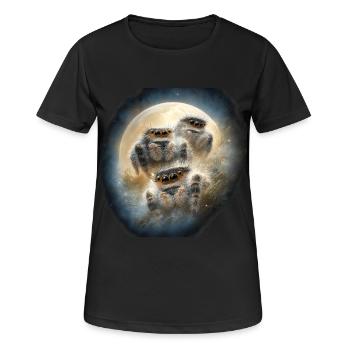 Araignées Sauteuses Nuit d’hiver Kawaii Chibi Wolfmond - T-shirt respirant Femme - noir - Devant - AI Model Female 172 light (172cm)