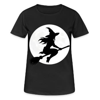 Cadeau du costume d’Halloween de la Sorcière Balai-Sorcière - T-shirt respirant Femme - noir - Devant - AI Model Female 172 light (172cm)