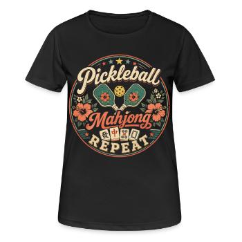 Pickleball Mahjong Passion Joueur Vintage - T-shirt respirant Femme - noir - Devant - AI Model Female 172 light (172cm)