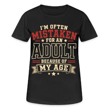 Pris Pour Un Adulte Humour Âge Vintage Rouge - T-shirt respirant Femme - noir - Devant - AI Model Female 172 light (172cm)