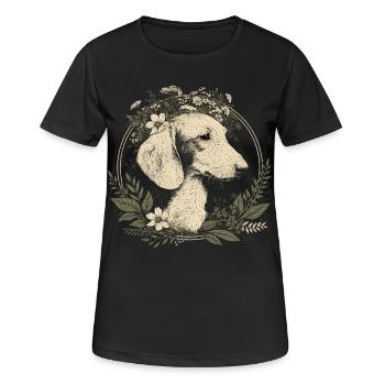 Couronne de fleurs de chien viennoise de teckel - T-shirt respirant Femme - noir - Devant - AI Model Female 172 light (172cm)