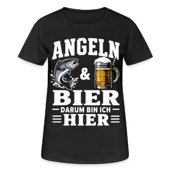 Angeln und Bier Angler Spruch Hobbyangeln - Frauen T-Shirt atmungsaktiv - Schwarz - Vorne - AI Model Female 172 light (172cm)