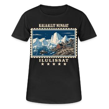 Grönland Ilulissat Vintage Reisemarke - Frauen T-Shirt atmungsaktiv - Schwarz - Vorne - AI Model Female 172 light (172cm)