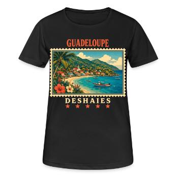 Marque de voyage vintage Guadeloupe Deshaies - T-shirt respirant Femme - noir - Devant - AI Model Female 172 light (172cm)