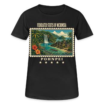 Micronesia Pohnpei Marque de voyage vintage - T-shirt respirant Femme - noir - Devant - AI Model Female 172 light (172cm)