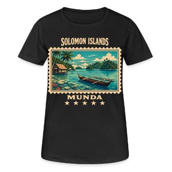 Marque de voyage vintage Solomon Islands Munda - T-shirt respirant Femme - noir - Devant - AI Model Female 172 light (172cm)