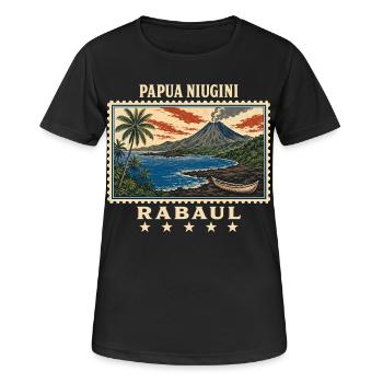 Papua-Neuguinea Rabaul Vintage Reisemarke - Frauen T-Shirt atmungsaktiv - Schwarz - Vorne - AI Model Female 172 light (172cm)