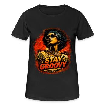 Stay Groovy – Style Soul Rétro - T-shirt respirant Femme - noir - Devant - AI Model Female 172 light (172cm)