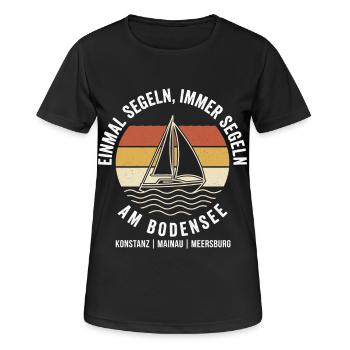 Segeln Bodensee Segelboot Vintage Retro - Frauen T-Shirt atmungsaktiv - Schwarz - Vorne - AI Model Female 172 light (172cm)