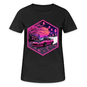 Retro 90er JDM S13 Sakura Lanterns Hex-Emblem - Frauen T-Shirt atmungsaktiv - Schwarz - Vorne - AI Model Female 172 light (172cm)