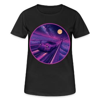 Retro 80er JDM Coupé Galaxy Highway Circle Emblem - Frauen T-Shirt atmungsaktiv - Schwarz - Vorne - AI Model Female 172 light (172cm)