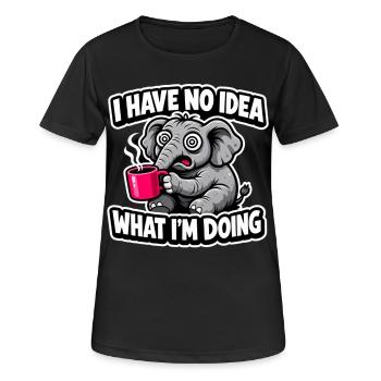 Je n’ai aucune idée : cadeau éléphant pour les fans de café - T-shirt respirant Femme - noir - Devant - AI Model Female 172 light (172cm)
