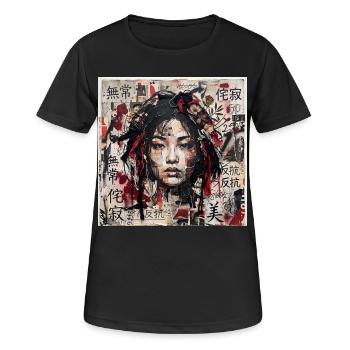 Japanese Collage Art Asia Punk Samuraifrau Collage - Frauen T-Shirt atmungsaktiv - Schwarz - Vorne - AI Model Female 172 light (172cm)