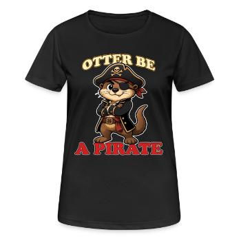 Loutre Être un pirate Mascotte drôle de Barbe de Lurtre Pirate - T-shirt respirant Femme - noir - Devant - AI Model Female 172 light (172cm)