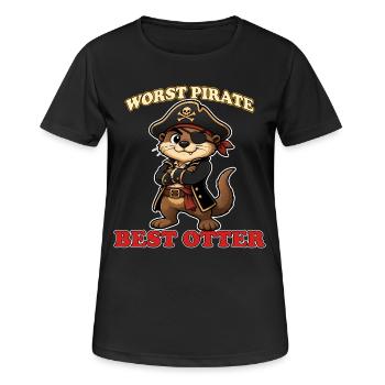 Worst Pirate Best Otter Funny Pirate Mascot Meme - T-shirt respirant Femme - noir - Devant - AI Model Female 172 light (172cm)