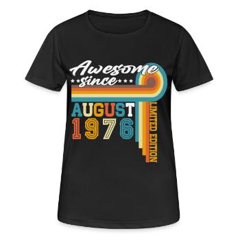 Cadeau d’anniversaire rétro vintage d’août 1976 - T-shirt respirant Femme - noir - Devant - AI Model Female 172 light (172cm)