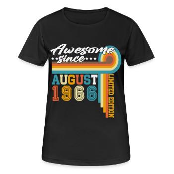 Cadeau d’anniversaire rétro vintage d’août 1966 - T-shirt respirant Femme - noir - Devant - AI Model Female 172 light (172cm)